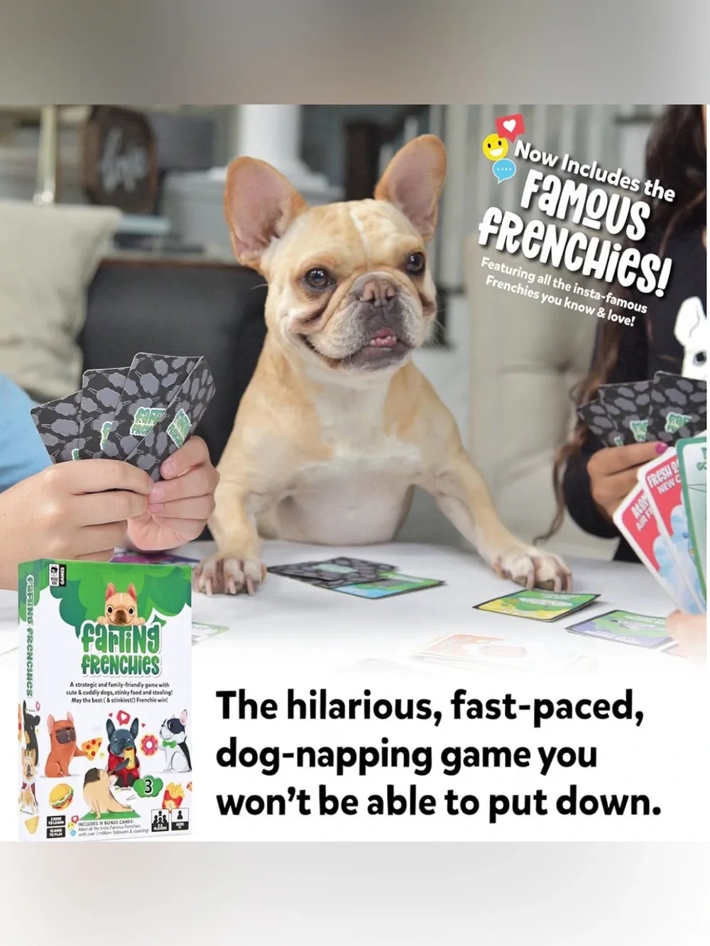 Farting Frenchies Family Board game . Strategy , Stealing and Laughs
